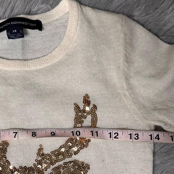 French Connection Wool Sequin Reindeer Sweater XS - Picture 4 of 7